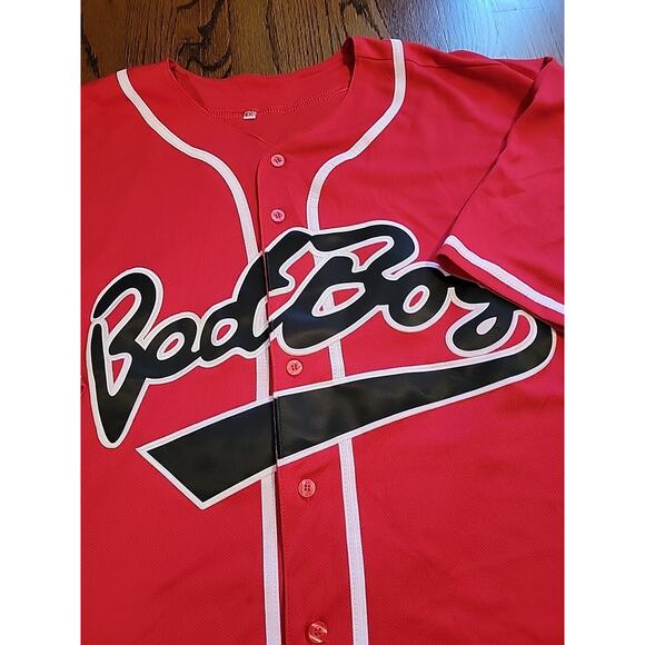 Bad Boy Biggie Smalls Baseball Jersey #10 BIG Hip Hop Rap Men's Size 6XL Red - Picture 3 of 8